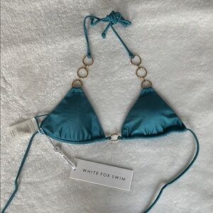 White Fox Swim Teal Bikini Top